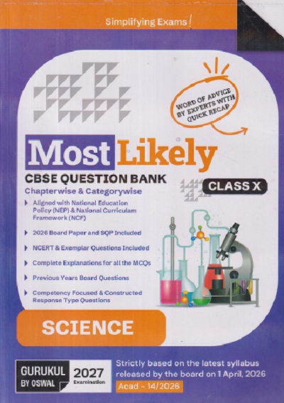 MOST LIKELY CBSE QUESTION BANK (Chapterwise & Categorywise Class X/Class 10th SCIENCE ) 2027 EXAMINATION | Oswal Gurukul